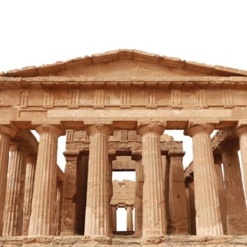 Isolated cut-out photo of a Greek temple, representing English vocabulary