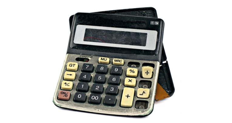 Isolated photo of a broken calculator