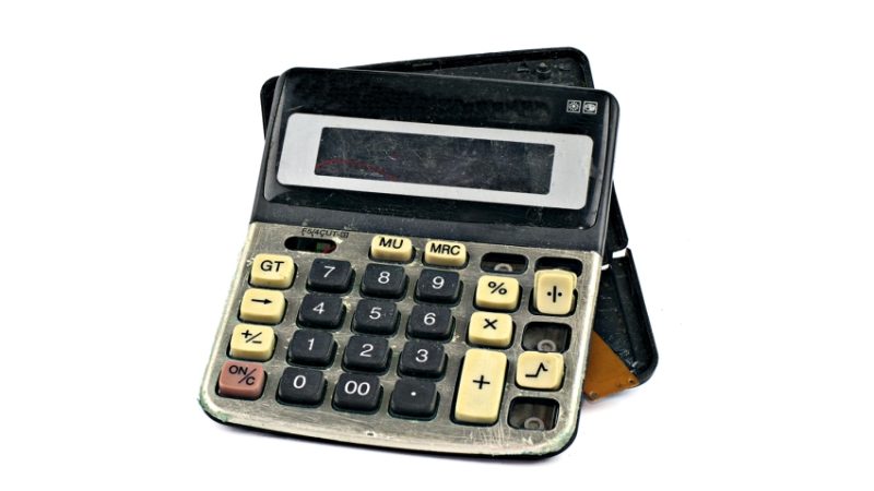 Isolated photo of a broken calculator