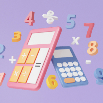 Illustration of floating numbers and calculators, representing maths mastery