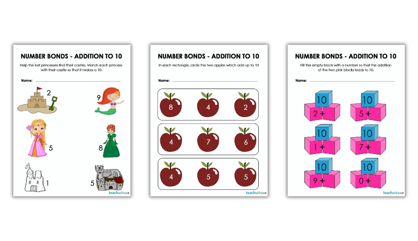 Number bonds to 10 worksheet