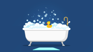 Illustration of bubble bath, representing staff wellbeing
