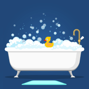 Illustration of bubble bath, representing staff wellbeing
