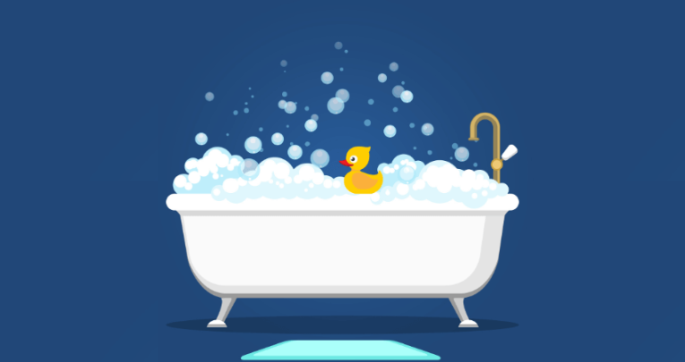 Illustration of bubble bath, representing staff wellbeing