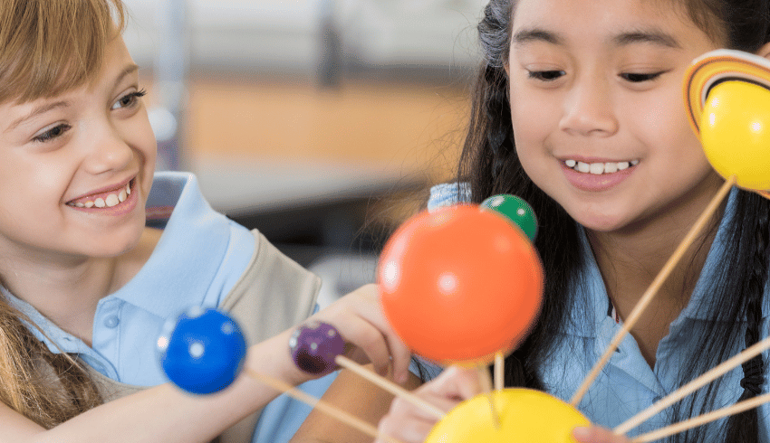 Schoolchildren taking part in World Space Week