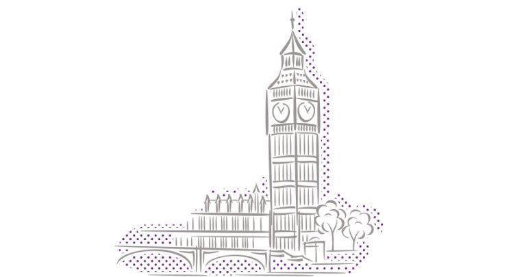 Illustration depicting the United Kingdom's Houses of Parliament, representing education policy