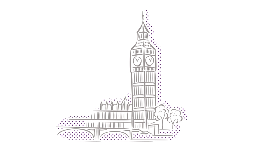 Illustration depicting the United Kingdom's Houses of Parliament, representing education policy