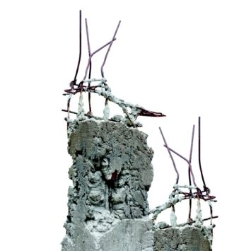 Photo of broken RAAC masonry following a building's demolition