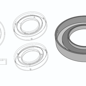 Four CAD diagrams of circular objects