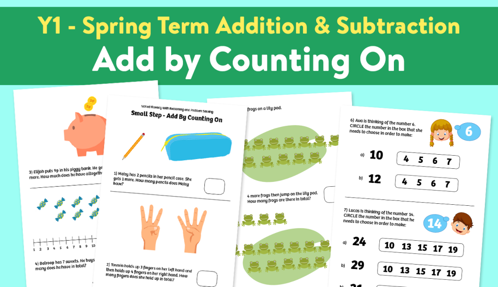 Add by counting on worksheets
