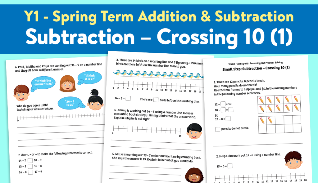 Subtracting - crossing 10 worksheets