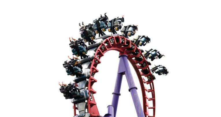 Rollercoaster in motion, representing reward trips for schools