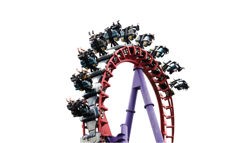 Rollercoaster in motion, representing reward trips for schools