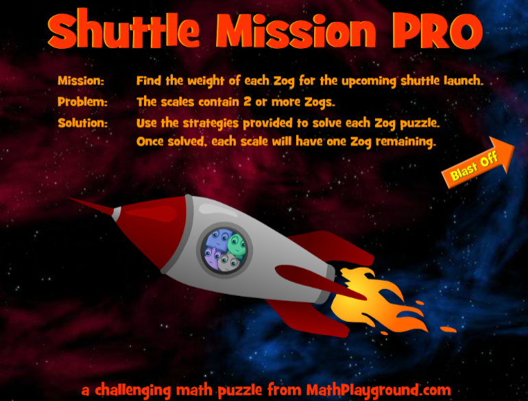 Shuttle Mission Pro algebra games