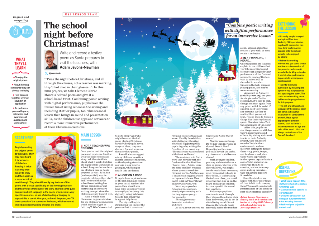 Christmas poetry activities for KS2