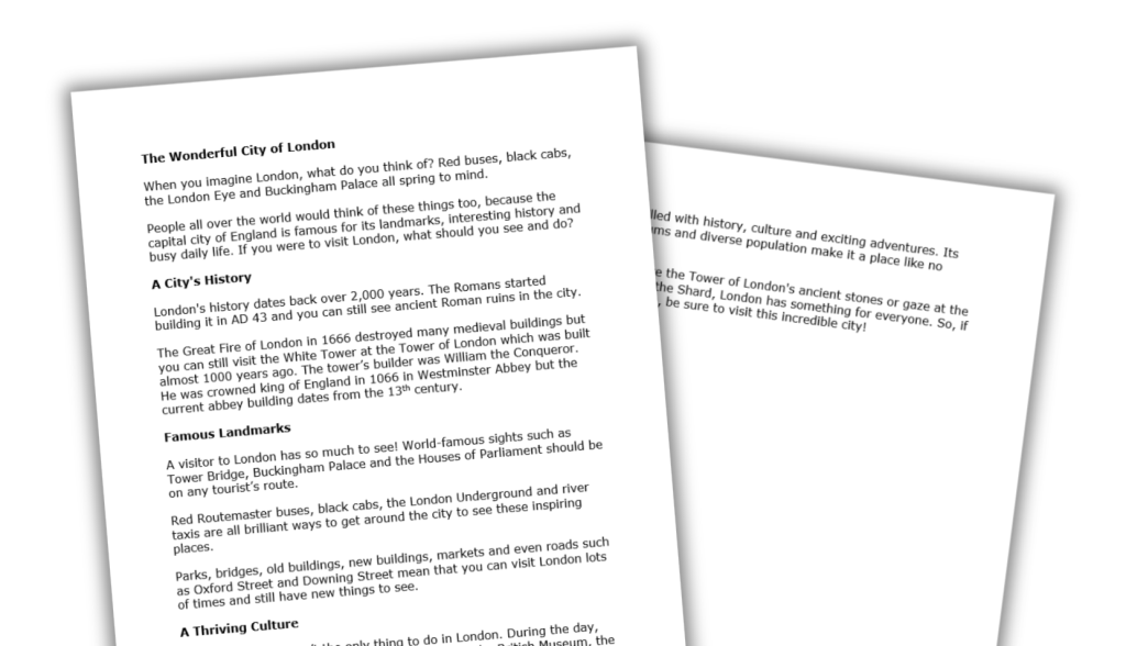 Non-chronological report example for Year 4