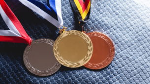 Olympic medals, representing Paris Olympics 2024