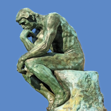Photo of the bronze sculpture 'The Thinker', representing art history in schools