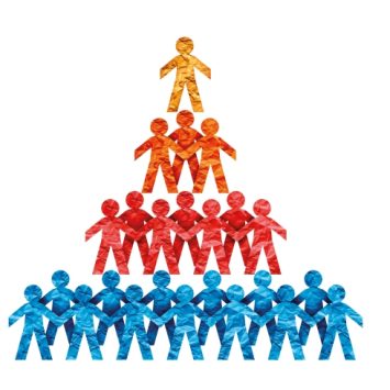abstract illustration depicting a human pyramid, representing the working class