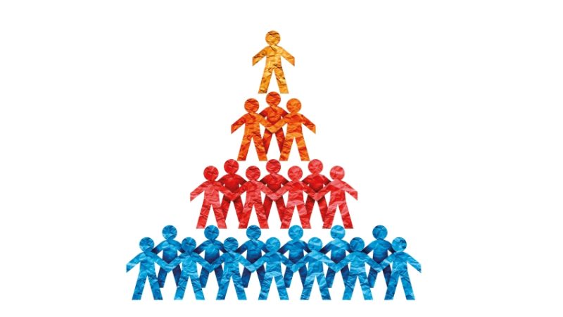 abstract illustration depicting a human pyramid, representing the working class