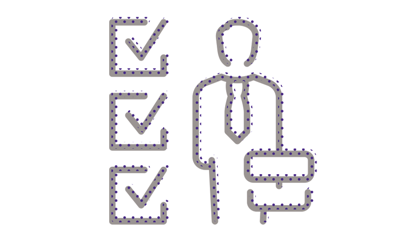 Illustration of besuited figure next to checkboxes, representing minimum service levels bill