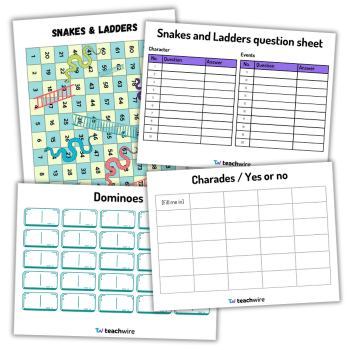 KS3 English games templates and resources