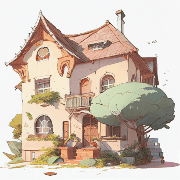 Illustration of characterful house, representing creative writing pictures