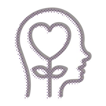 Outline of head, with flower/heart brain, representing mental health in schools