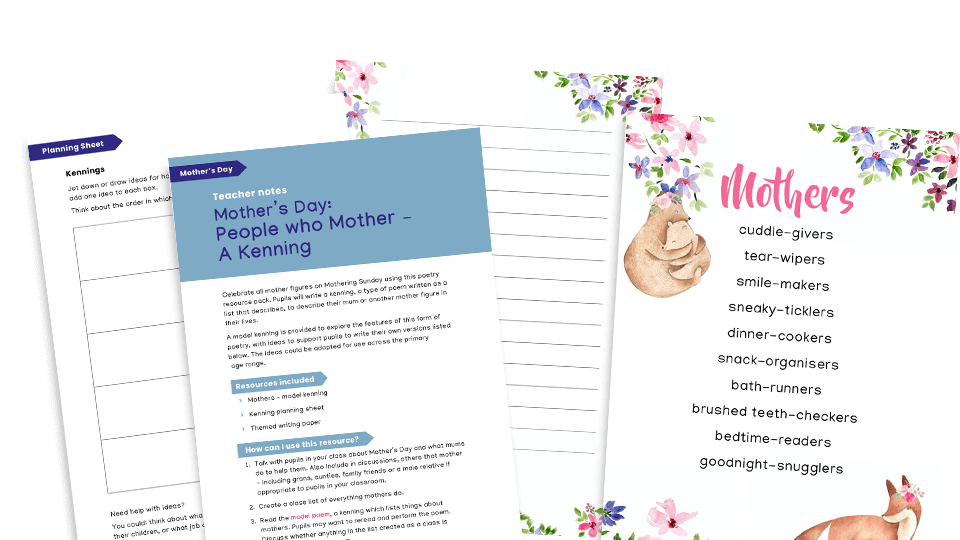 Mother’s Day Kennings writing pack