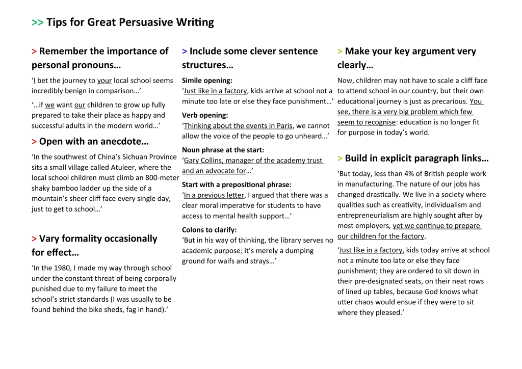 persuasive writing examples year 9