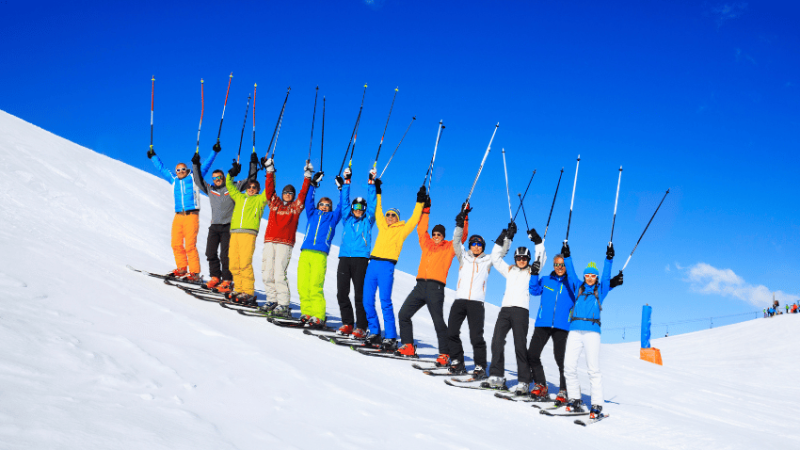 Teens on ski slope