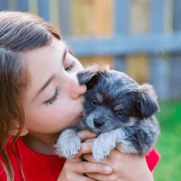 Child with puppy, representing a nurture group