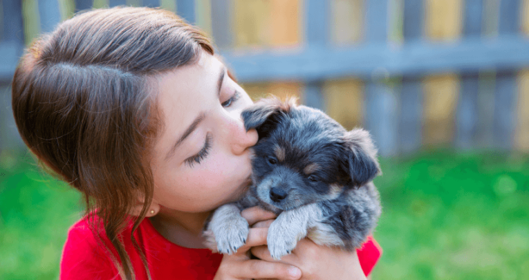 Child with puppy, representing a nurture group