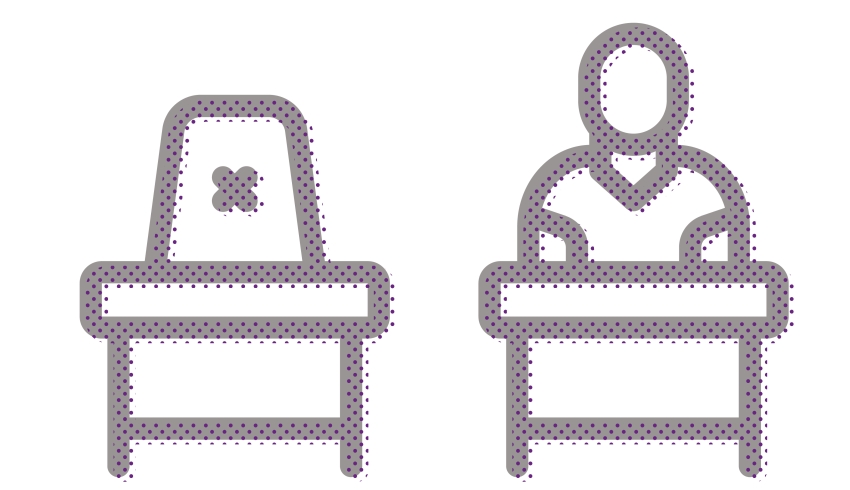 Illustration of two school chairs, one which is empty, representing school absence
