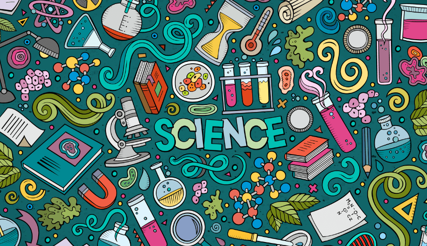 A cartoon of science equipment