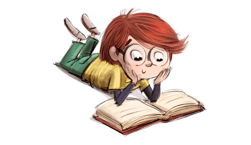 Illustration of a boy reading - Ofsted English review