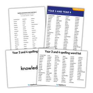 Spelling list Year 3 and 4 – PDF, Word doc and PowerPoint - Teachwire