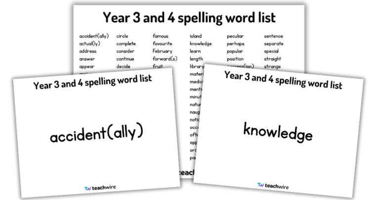 Year 3 and 4 spelling list