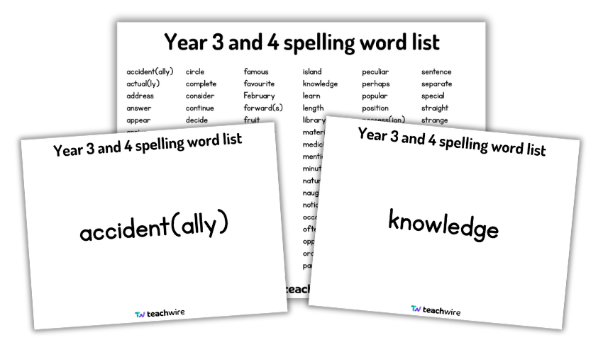 Year 3 and 4 spelling list