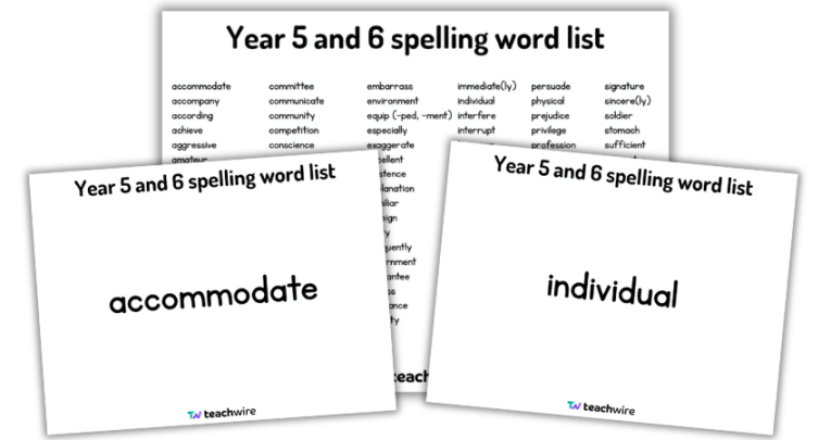 Year 5 and 6 spelling list PowerPoint