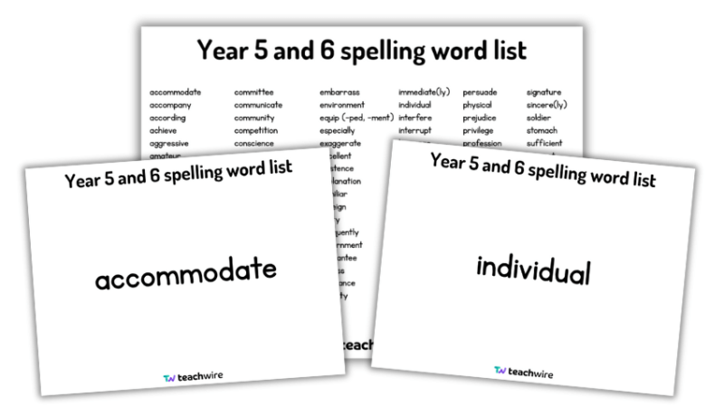 Year 5 and 6 spelling list PowerPoint