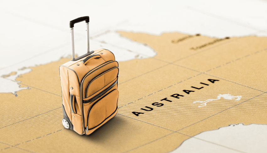 Suitcase on map of Australia
