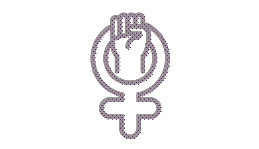 Illustration of female symbol and fist, representing single sex schools