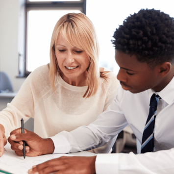 Schoolboy taking part in school led tutoring