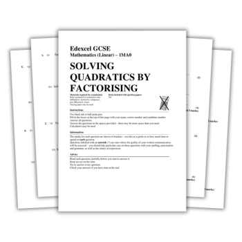 Factorising quadratics worksheet