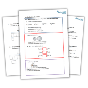 Fractions of amount worksheet