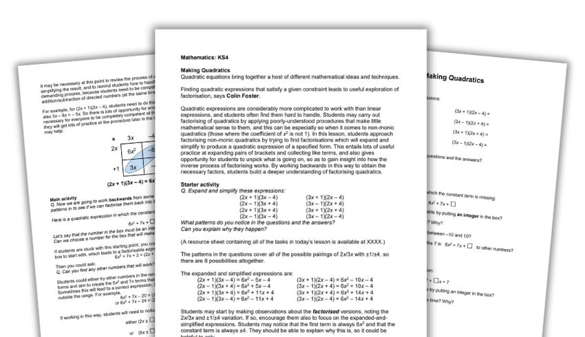 Factoring quadratics lesson plan