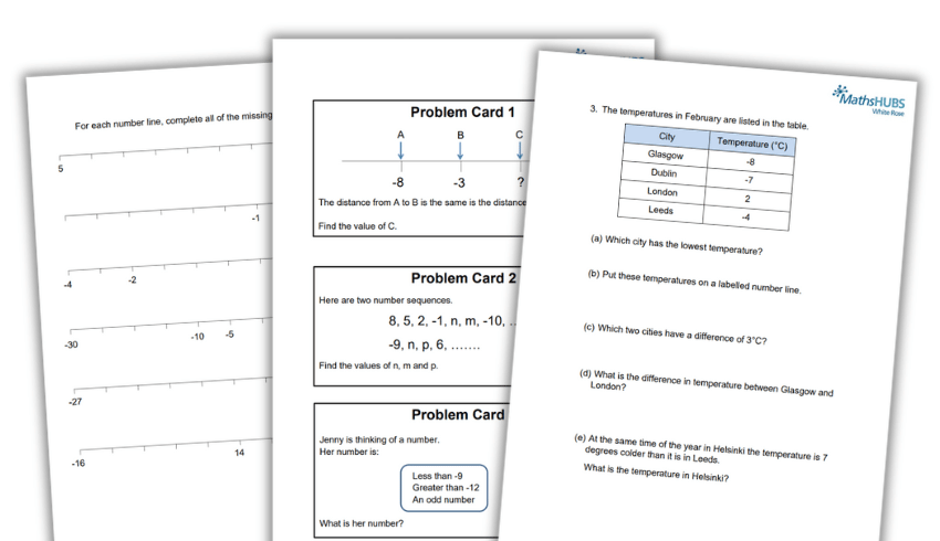 Negative numbers worksheets for KS2