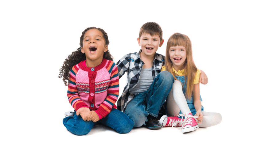 Three happy children, representing the idea of a neurodiversity champion