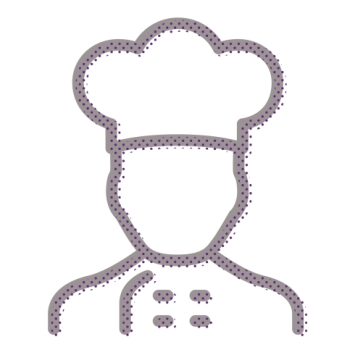 Abstract, icon-style illustration of a chef, representing idea of school food